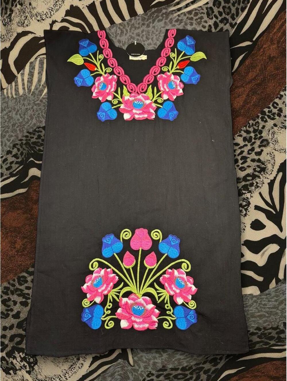 Women's Black and Multi Dress